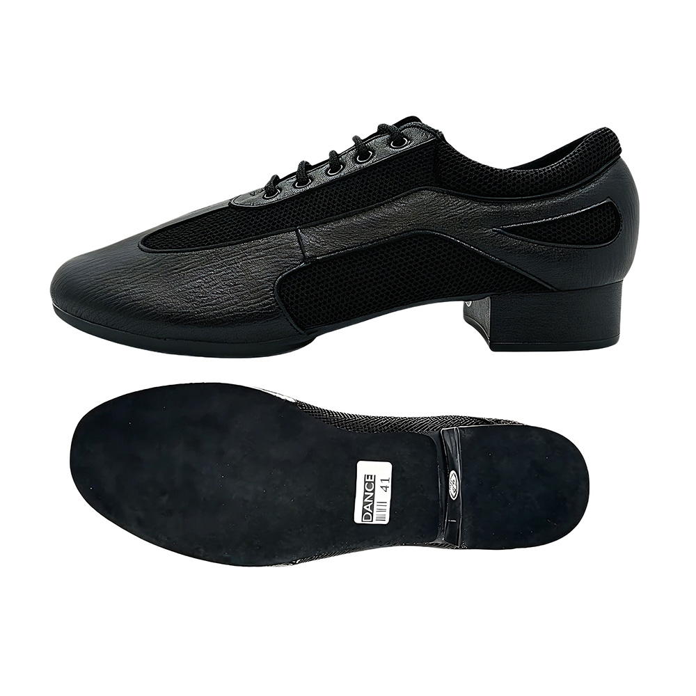 Men Shoes Kinds - 黒人男性用ラテン社交ダンスシューズ 本革製 通気性メッシュ トレーニングシューズ ローヒール 2種類のソール
