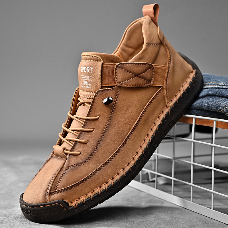 Men'S Shoes Size 43 In Us - 手作り革メンズシューズカジュアルスリッポンローファー通気性のある革靴男性フラットファッションモカシンツーリングシューズプラスサイズ