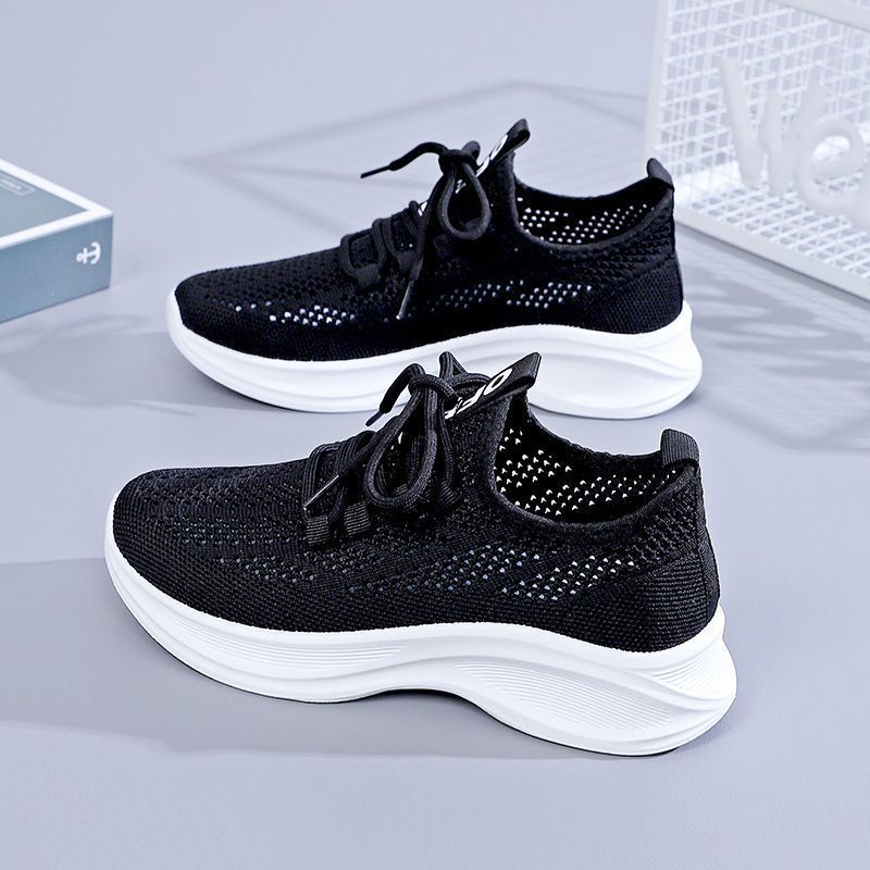 Mesh Trainer Breathable - 夏用中空メッシュレディーススニーカー、通気性のあるフライウーブンプラットフォーム厚底、身長アップ、軽量、デイリーウォーキングトレーナー