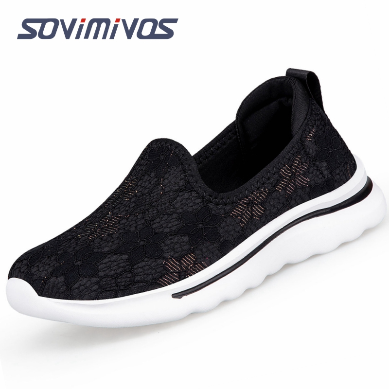 Mesh Trainer Breathable - 高品質の女性フラットシューズファッションメッシュ通気性の靴夏カジュアルスリップオン加硫靴女性トレーナー Tenis Feminino