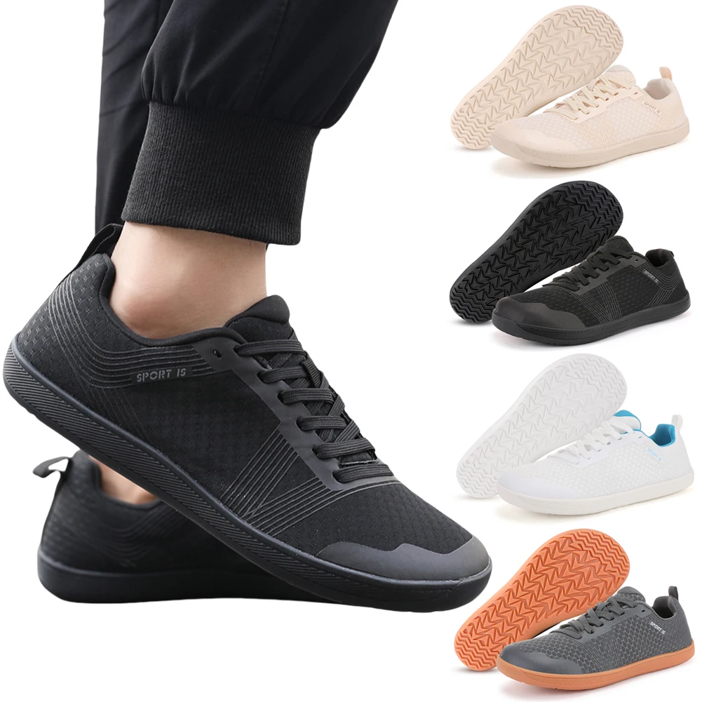 Mesh Trainer Breathable - 男性と女性のためのミニマリストの裸足の靴,クロストレーナー,滑り止め,つま先の広いウォーキングシューズ,通気性,軽量テニスシューズ