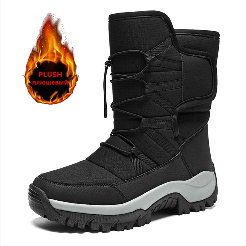 Hiking Boot Waterproof - ブランドメンズ冬靴防水メンズブーツ暖かい豪華なカップルスノーブーツ屋外滑り止めハイキングブーツ男性作業アンクルブーツ