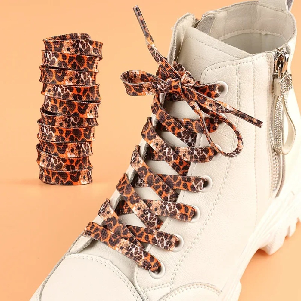 Men Shoes Kinds - クラシックヒョウ柄靴ひも女性ガール男性フラットレースクリエイティブユニセックススニーカーキャンバス靴ひもあらゆる種類の靴に適しています