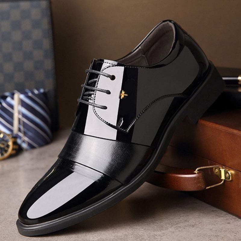 Men Shoes Formal - メンズラウンドトゥユースレザービジネスフォーマルシューズ学生用フラットボトム大きいサイズ隠しヒール