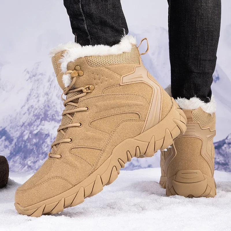 Hiking Boot Waterproof - 男性冬の戦術的なブーツレースアップ軍事ハイキング靴作業足首砂漠登山靴軍ブーツ防水 Zapatillas Hombre