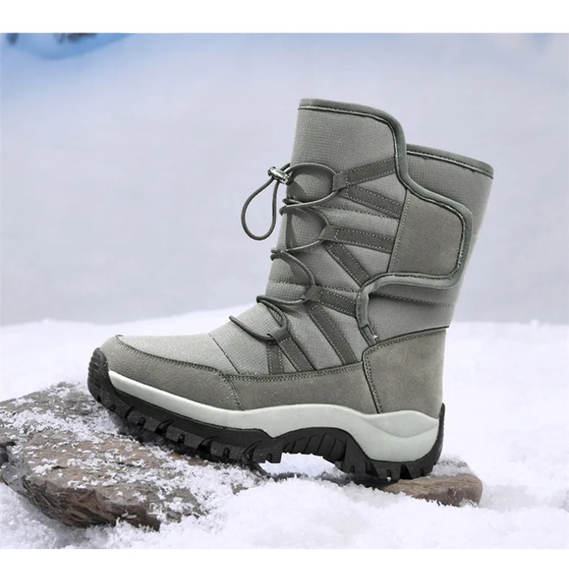 Hiking Boot Waterproof - メンズ暖かいプラッシュカップルスノーブーツ、屋外滑り止めハイキング、メンズワークアンクルブランドウィンターシューズ、防水