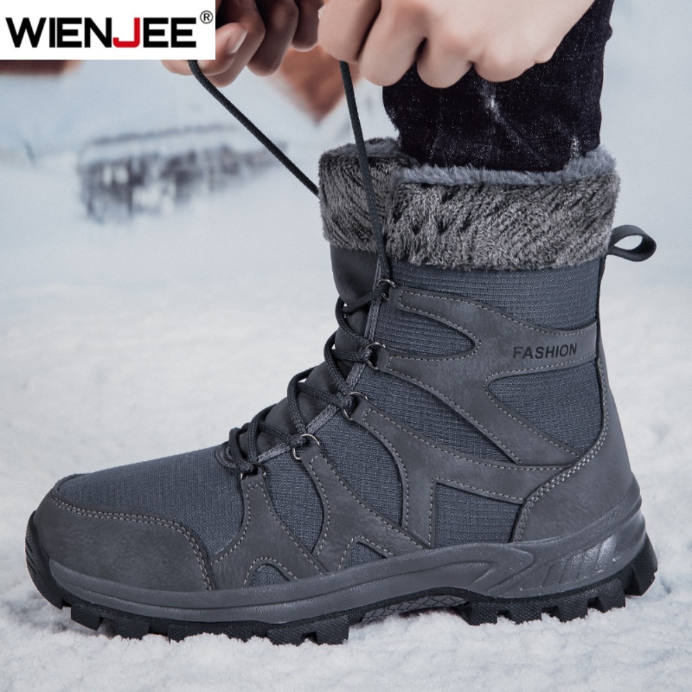 Hiking Boot Waterproof - ブランドメンズ冬靴防水メンズブーツ暖かい豪華なカップルスノーブーツ屋外滑り止めハイキングブーツ男性作業アンクルブーツ