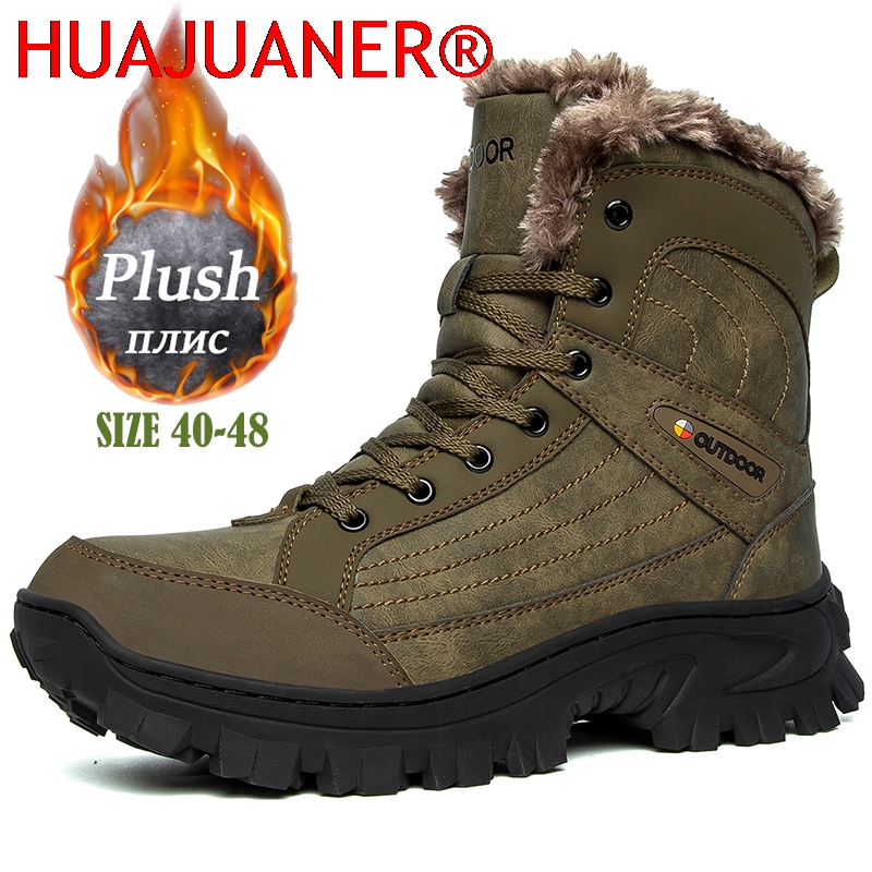 Hiking Boot Waterproof - 男性冬のスノーブーツプラットフォーム豪華な快適なアンクルブーツ豪華な防水滑り止め暖かいデザートブーツハイキングシューズプラスサイズ