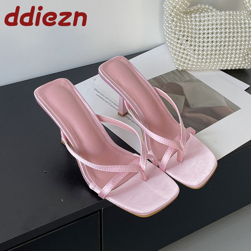 Men'S Shoes Size 43 In Us - ピンクのファッションスクエアトゥ女性薄いかかとの靴女性のフリップフロップ靴浅い女性のハイヒールパンプス靴ビッグサイズ 43