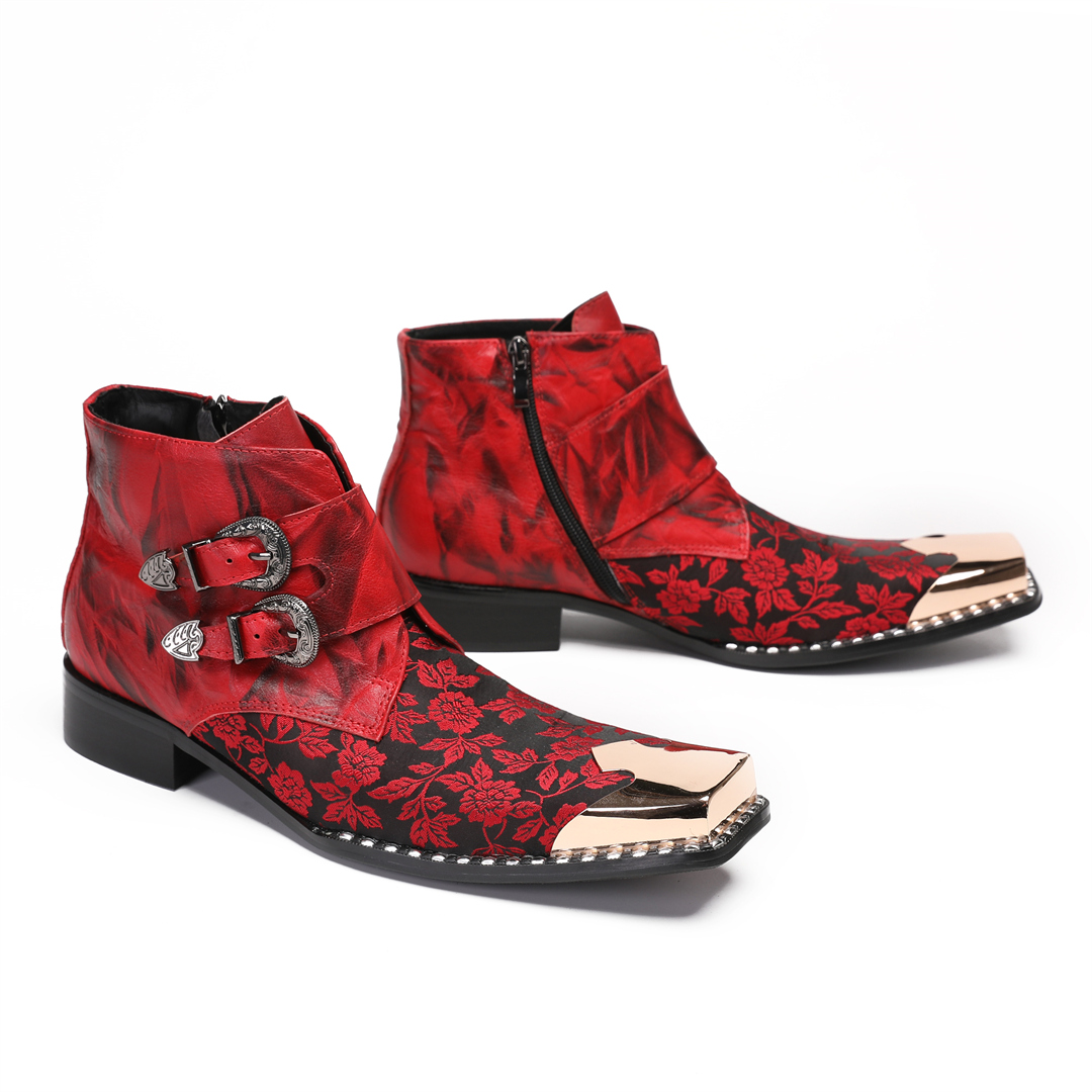 Botas 冬赤花柄男性イブニングパーティーフォーマルアンク - Men Shoes Formal のレビューと価格