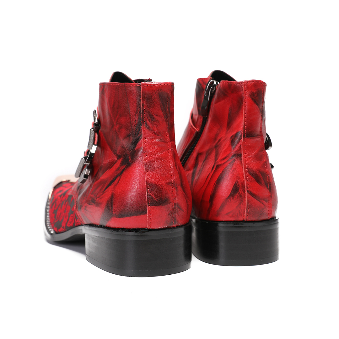 Botas 冬赤花柄男性イブニングパーティーフォーマルアンク - Men Shoes Formal のレビューと価格
