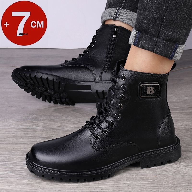 メンズ本革エレベーターブーツ 冬用暖かい裏地付きジップアップ - Men Shoes Formal のレビューと価格