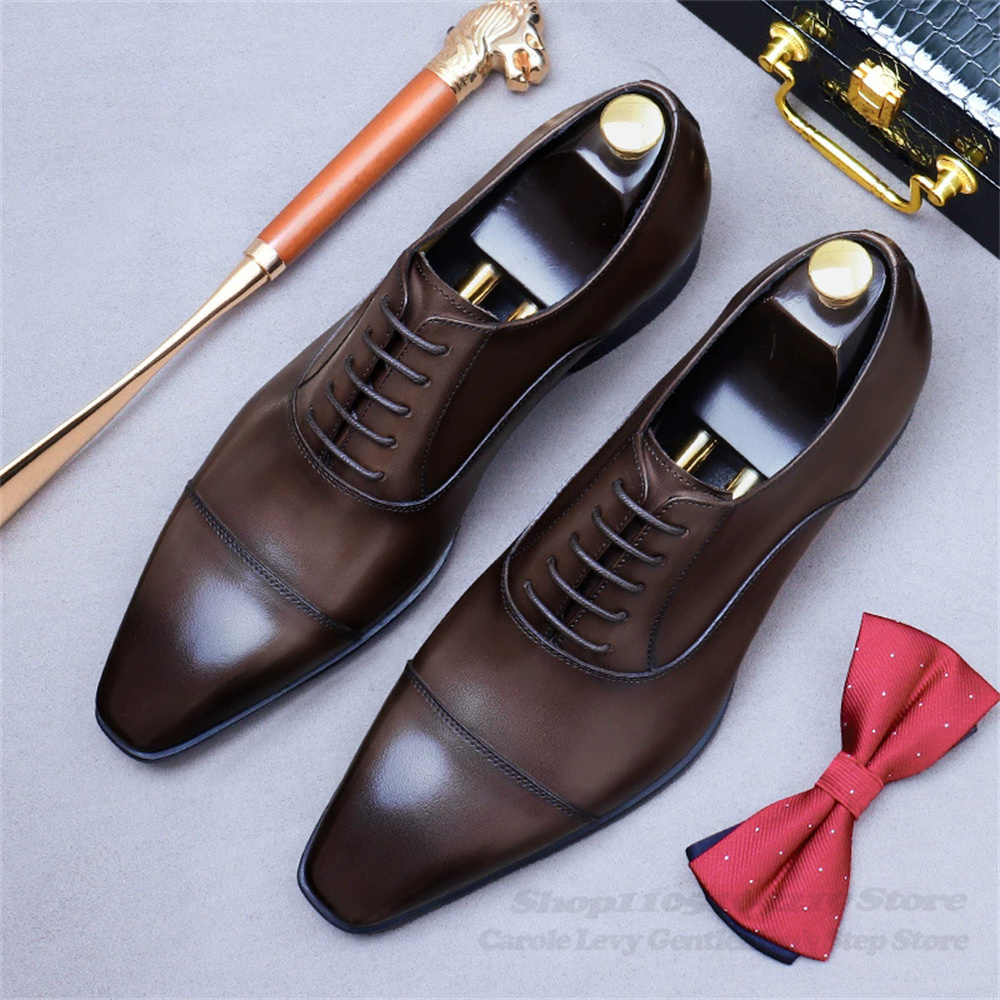 男性オックスフォード革靴新しいビジネススーツ牛革本革レトロス - Men Shoes Formal のレビューと価格