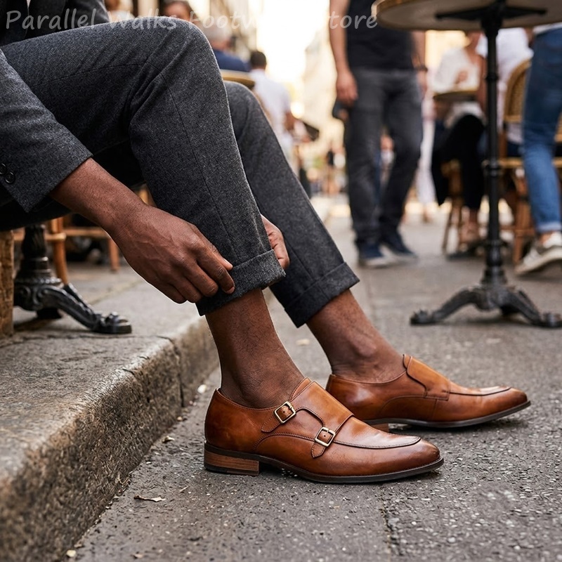 男性ダブルバックルローファーヴィンテージスリッポンドレスシュ - Men Shoes Formal のレビューと価格