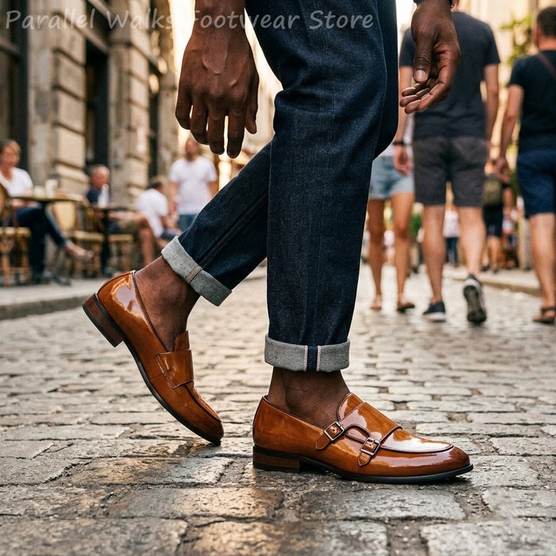 男性ダブルバックルローファーヴィンテージスリッポンドレスシュ - Men Shoes Formal のレビューと価格