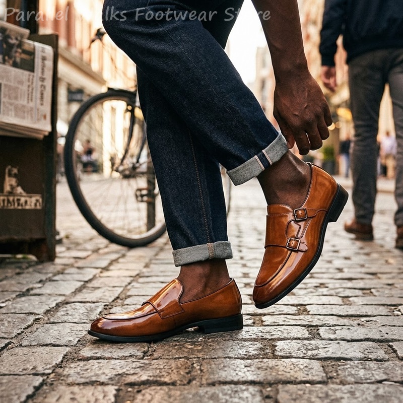 男性ダブルバックルローファーヴィンテージスリッポンドレスシュ - Men Shoes Formal のレビューと価格