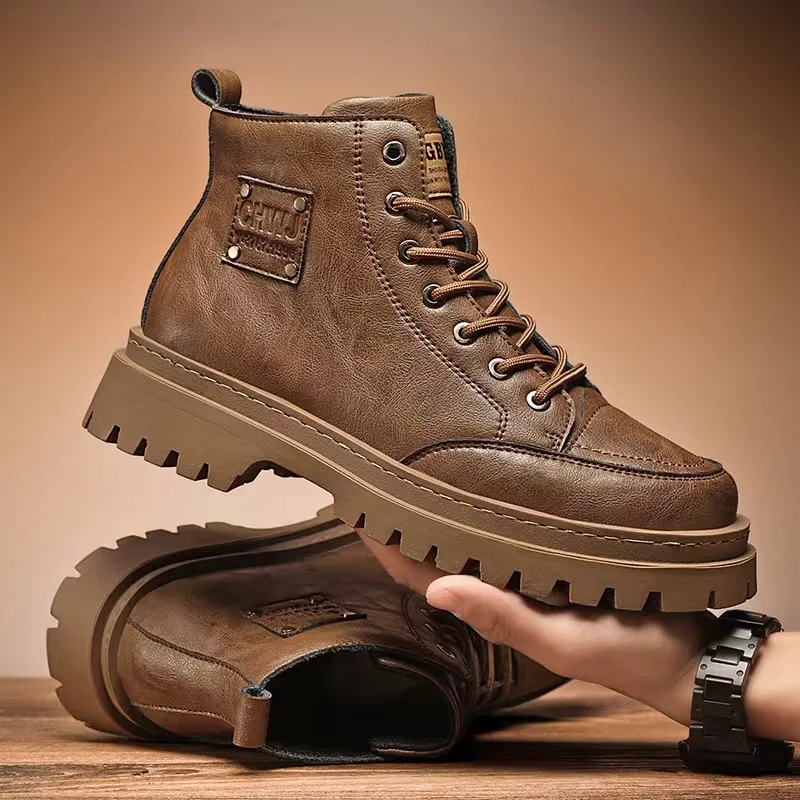 高品質メンズブーツプラットフォームハイキング高級英国スタイル - Hiking Boot Waterproof のレビューと価格