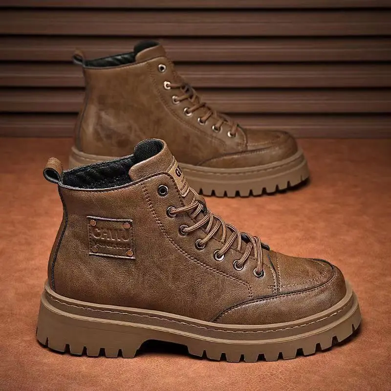 高品質メンズブーツプラットフォームハイキング高級英国スタイル - Hiking Boot Waterproof のレビューと価格