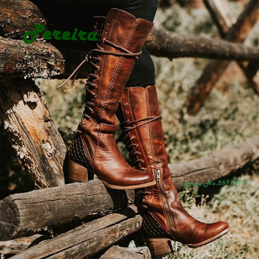 Cowboy-メンズレースアップブーツ,ヴィンテージレザーシ - Men'S Shoes Size 43 In Us のレビューと価格