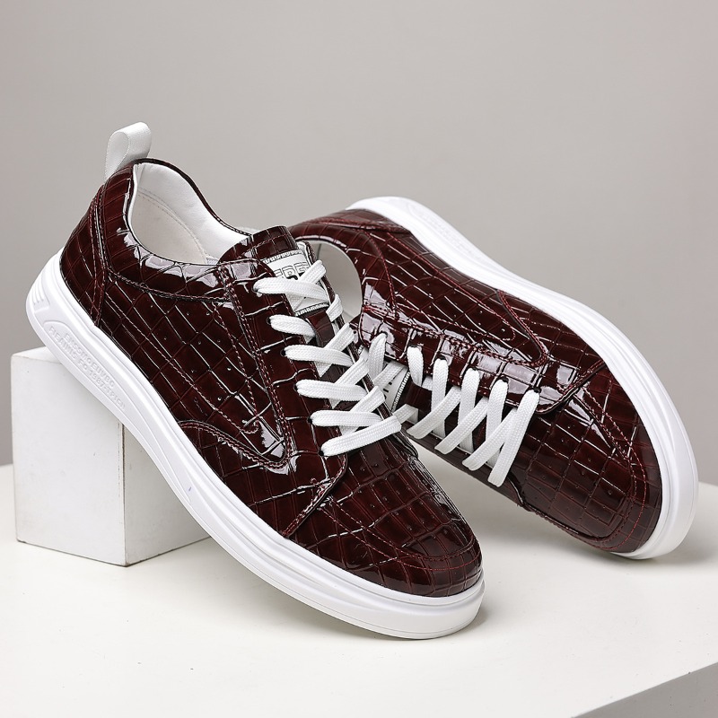 クラシックなメンズローカットスケートシューズ、レザー、レース - Men Shoes Formal のレビューと価格