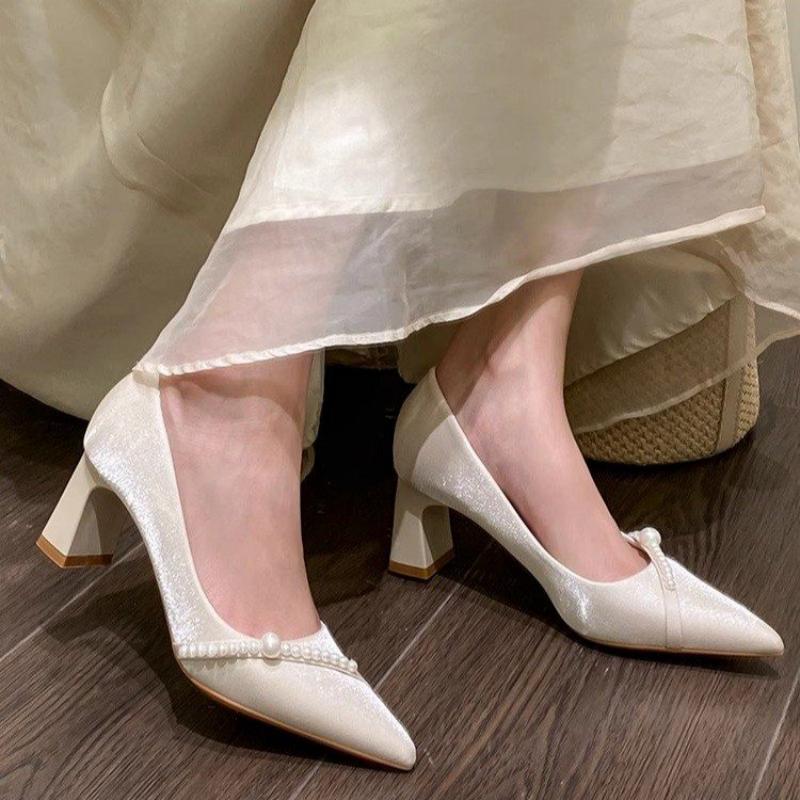 エレガントなパール装飾のポインテッドトゥブロックヒール、優し - Men Shoes Formal のレビューと価格