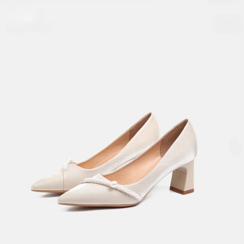 エレガントなパール装飾のポインテッドトゥブロックヒール、優し - Men Shoes Formal のレビューと価格