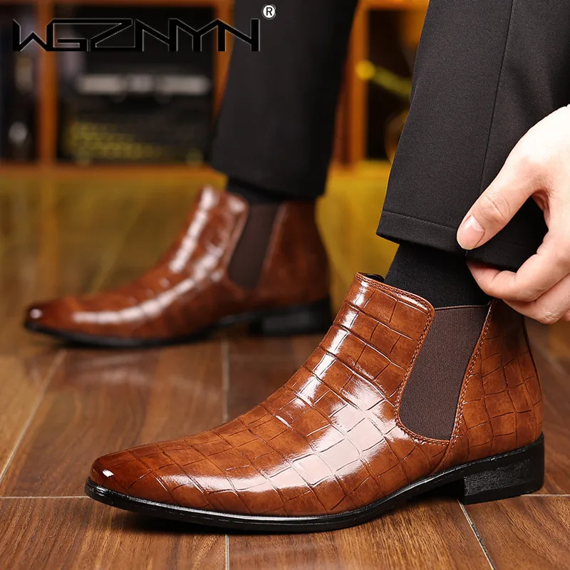 高級サイズ 39 〜 48 男性チェルシーブーツブランドレト - Men Shoes Formal のレビューと価格