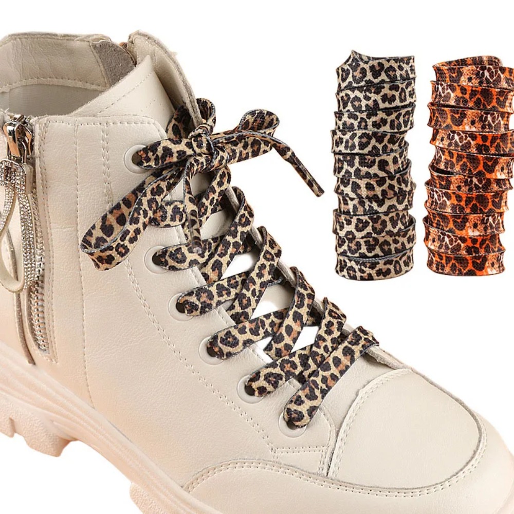 1 ペアクラシックヒョウ柄靴ひも女性ガール男性フラットレース - Men Shoes Kinds のレビューと価格