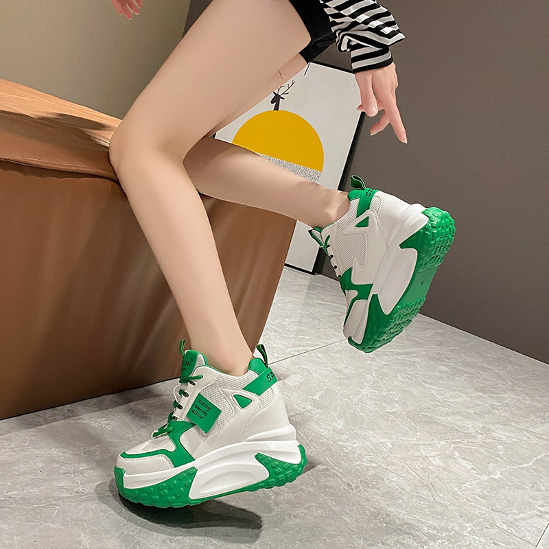 9.5 センチメートル女性高プラットフォームスニーカー秋通気 - Mesh Trainer Breathable のレビューと価格