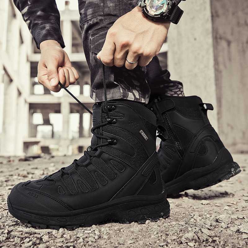 新しい男性の戦術的なブーツ軍事ブランド狩猟ハイキング靴足首防 - Hiking Boot Waterproof のレビューと価格