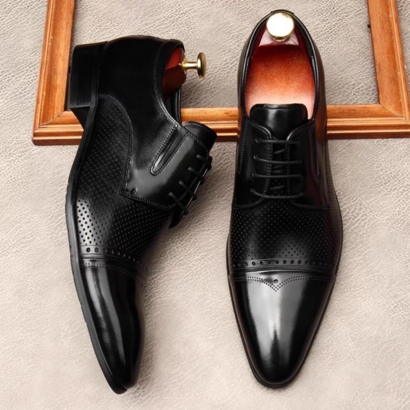 ビジネスフォーマル革靴男性用本革三連彫刻ポインテッドトゥドレ - Men'S Shoes Size 43 In Us のレビューと価格