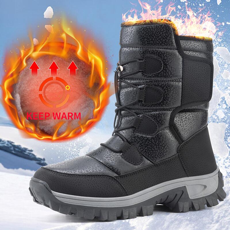 新しい暖かい男性豪華なスノーブーツハイトップ冬メンズブーツ防 - Hiking Boot Waterproof のレビューと価格