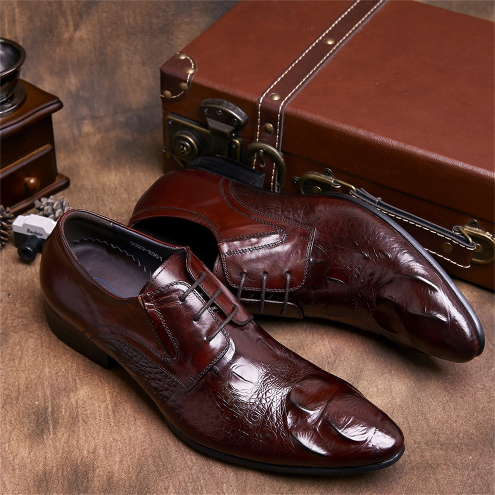 牛革型押しクロコダイル柄ブリティッシュスタイルメンズポインテ - Men Shoes Formal のレビューと価格
