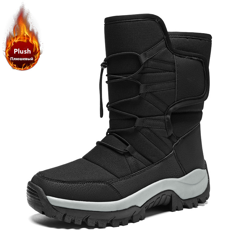 メンズ暖かいプラッシュカップルスノーブーツ、屋外滑り止めハイ - Hiking Boot Waterproof のレビューと価格